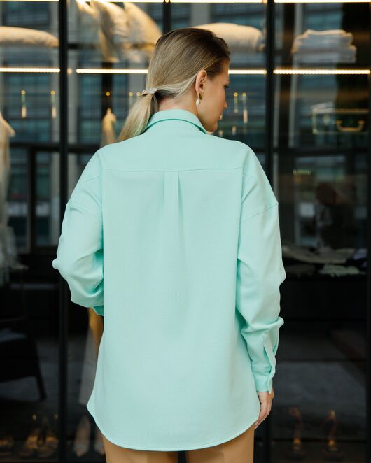Рубашка в прямом силуэте в мятном цвете фактурной ткани 8697 от ByME 