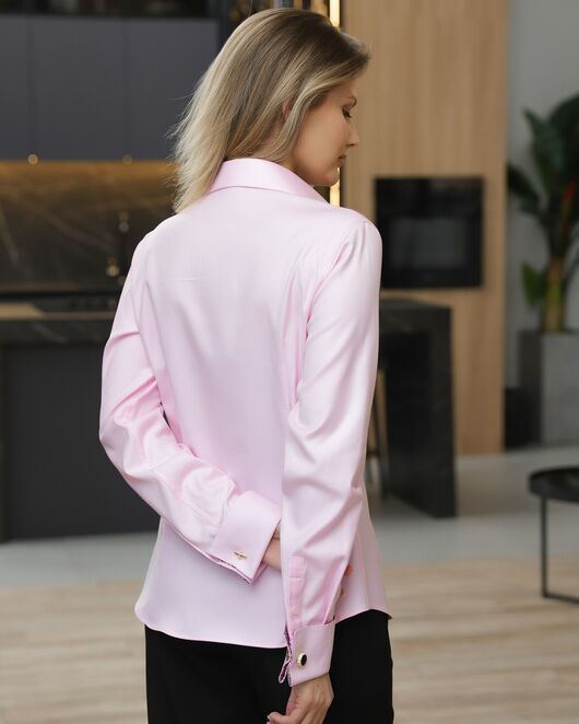 Женская рубашка розовая с отделкой - 8706 от byME 