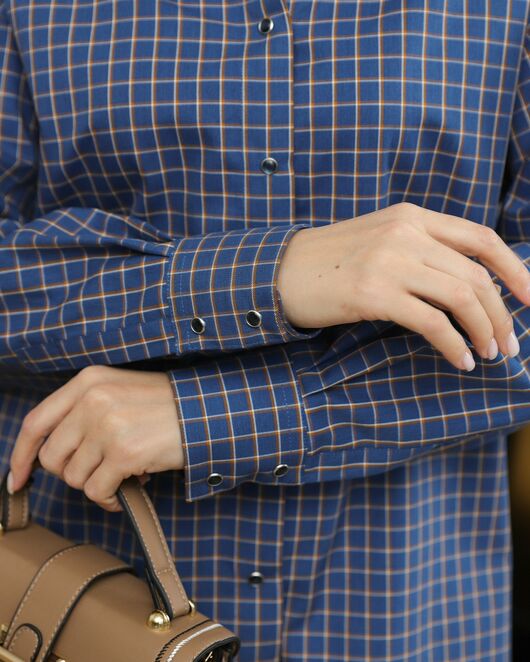 Женская рубашка синяя в клетку - 8709 от byME 