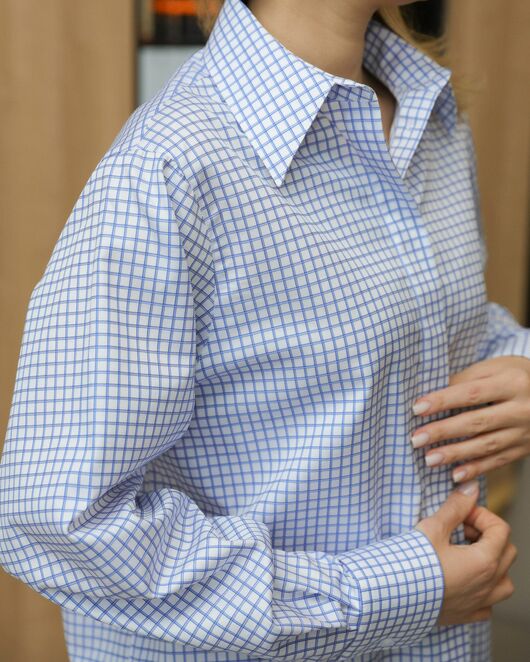 Женская рубашка в голубую клетку - 8710 от byME 