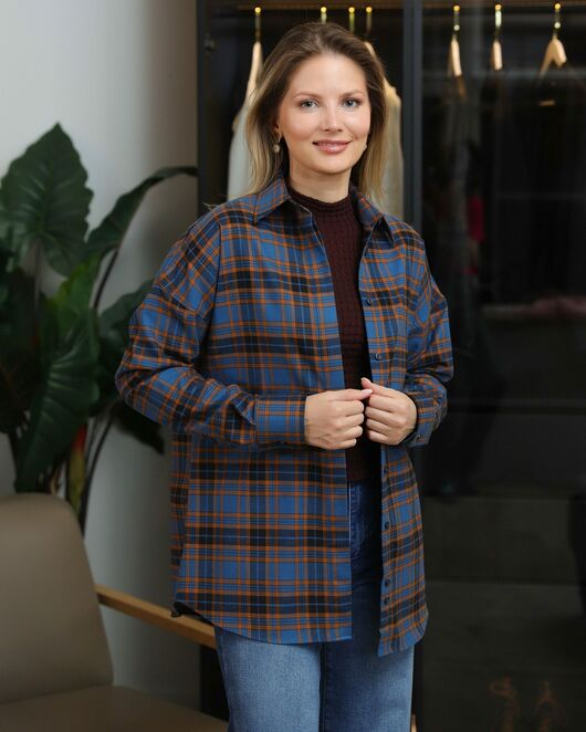 Женская рубашка в клетку - 8713 от byME 