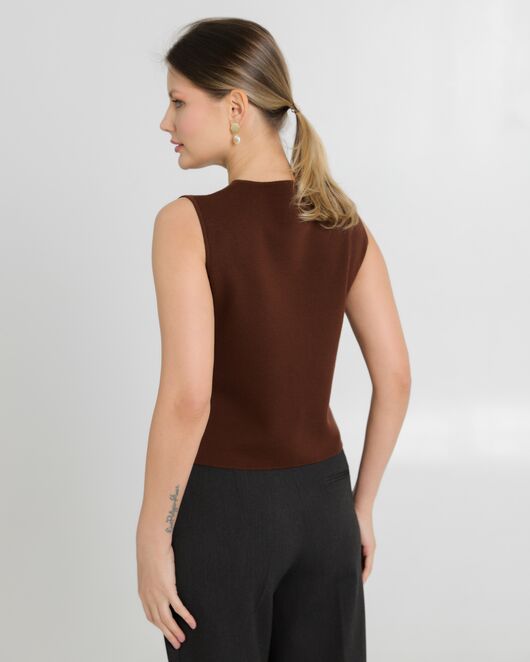 Жилет женский из шерсти мериноса тонкой вязки коричневый от byME 