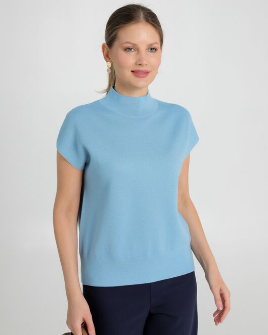 Топ из шерсти мериноса тонкой вязки и шелка Mulberry голубой от byME 