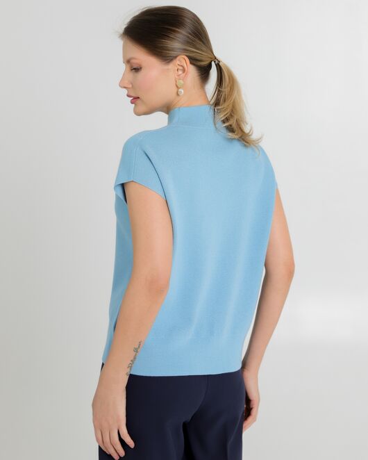 Топ из шерсти мериноса тонкой вязки и шелка Mulberry голубой от byME 