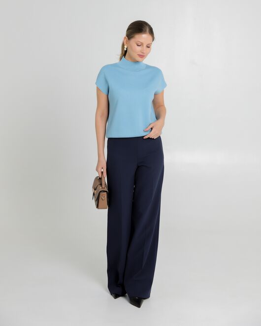 Топ из шерсти мериноса тонкой вязки и шелка Mulberry голубой от byME 