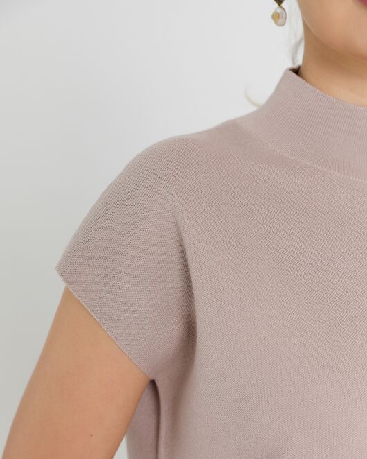 Топ из шерсти мериноса тонкой вязки и шелка Mulberry коричневый от byME 