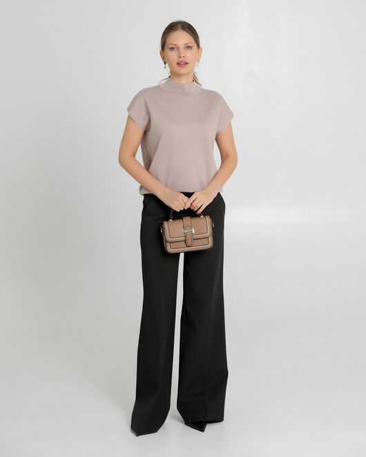 Топ из шерсти мериноса тонкой вязки и шелка Mulberry коричневый от byME 