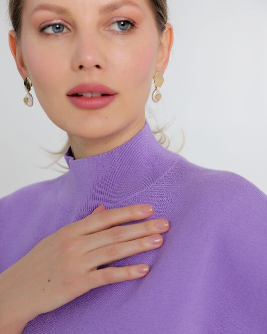 Топ из шерсти мериноса тонкой вязки и шелка Mulberry фиолетовый от byME 