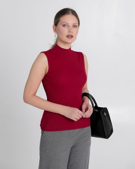 Топ из шерсти мериноса тонкой вязки и шелка Mulberry красный - 02B2430-red от byME  Топ из шерсти мериноса тонкой вязки и шелка Mulberry красный - 02B2430-red от byME