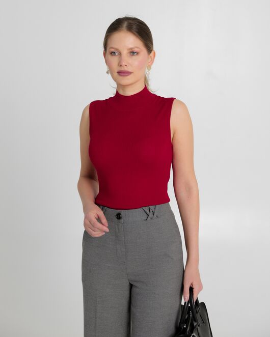 Топ из шерсти мериноса тонкой вязки и шелка Mulberry красный - 02B2430-red от byME  Топ из шерсти мериноса тонкой вязки и шелка Mulberry красный - 02B2430-red от byME