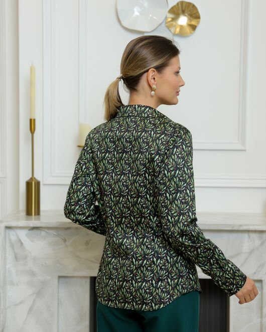 Женская рубашка из хлопка с принтом кофейные зерна с листочками - 8720 от byME 