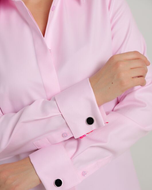 Женская рубашка из хлопка под запонки розовая - 8725 от byME 