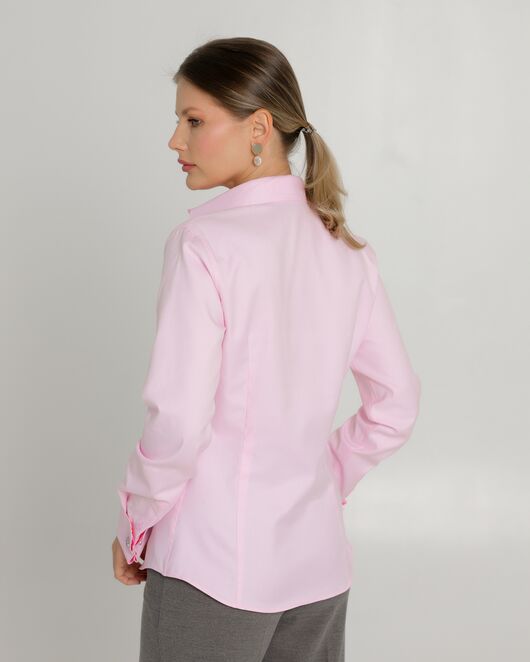 Женская рубашка из хлопка под запонки розовая - 8725 от byME 