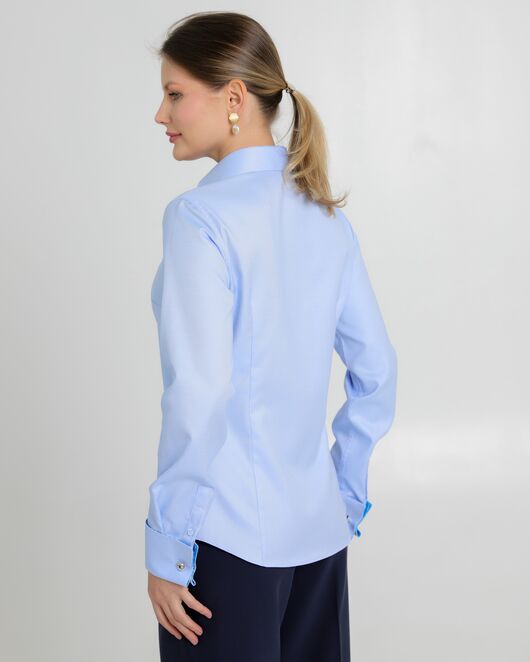 Женская рубашка из хлопка под запонки голубая - 8726 от byME 