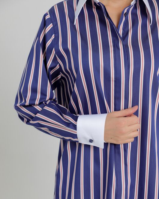 Женская рубашка с универсальной манжетой в полоску - 8735 от  