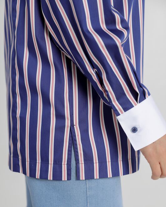 Женская рубашка с универсальной манжетой в полоску - 8735 от  