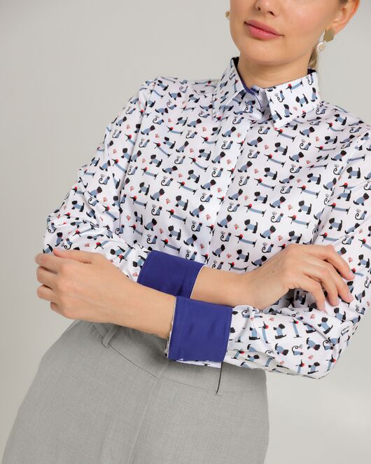 Женская рубашка из хлопка с принтом собачки в полоску - 8741 от byME 