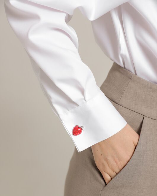 Женская рубашка из хлопка с универсальной манжетой белая - 8745 от  