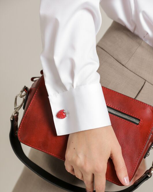 Женская рубашка из хлопка с универсальной манжетой белая - 8745 от  