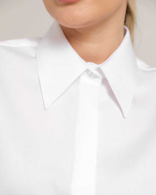 Женская рубашка из хлопка с универсальной манжетой белая - 8745 от  