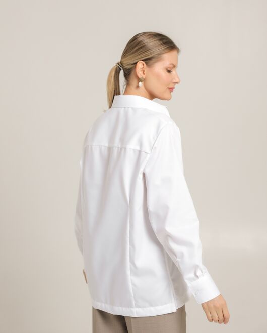 Женская рубашка из хлопка с универсальной манжетой белая - 8745 от  