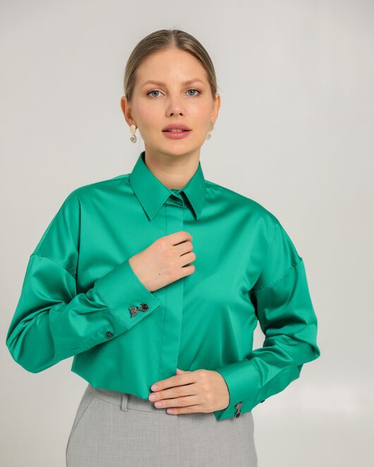 Женская рубашка из хлопка   с универсальным манжетом 8746 от byME 