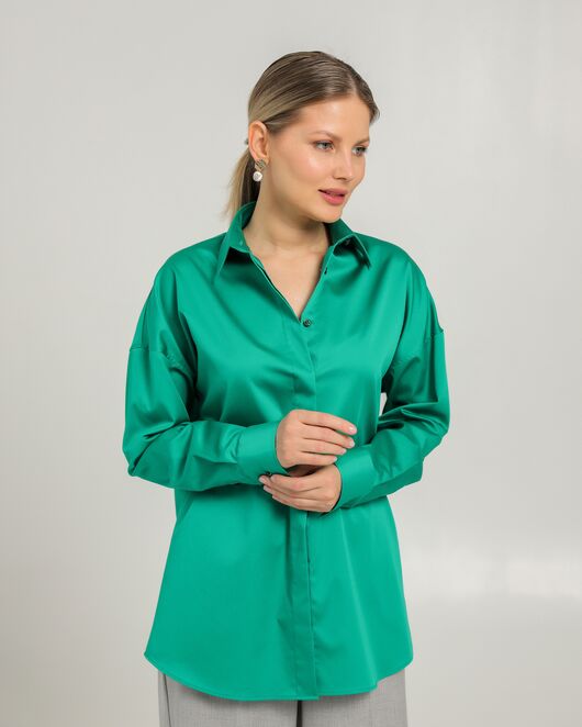Женская рубашка из хлопка   с универсальным манжетом 8746 от byME 