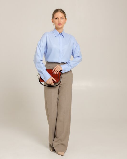 Женская рубашка из бамбука голубая- 8748 от byME 