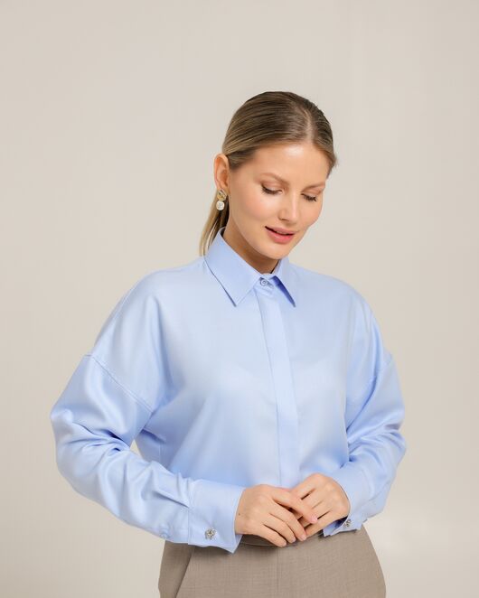 Женская рубашка из бамбука голубая- 8748 от byME 