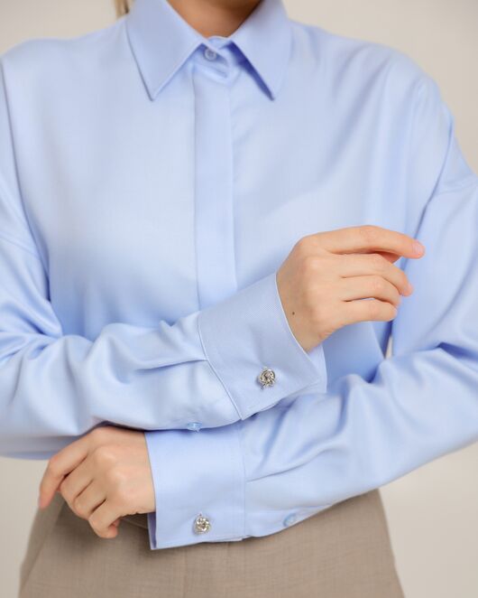 Женская рубашка из бамбука голубая- 8748 от byME 