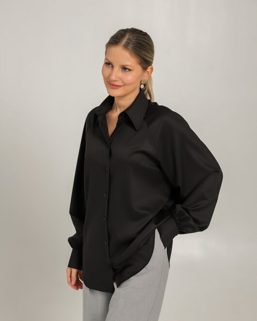 Женская рубашка черная из бамбука -8752 от byME 