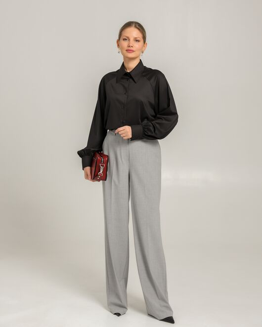 Женская рубашка черная из бамбука -8752 от byME 