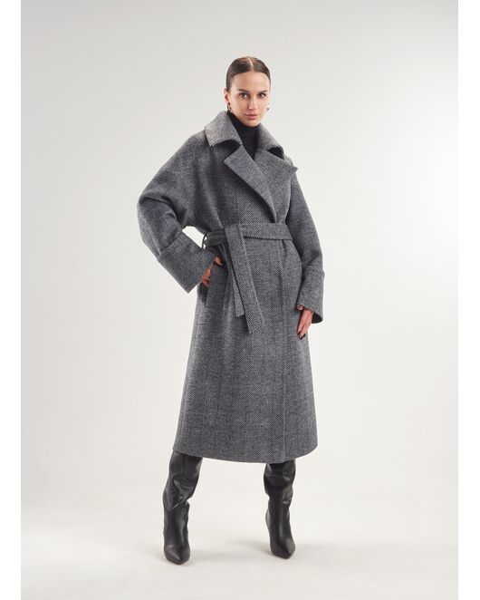 Пальто S097 Ворс Print цвет черно-белый от Doroteya 