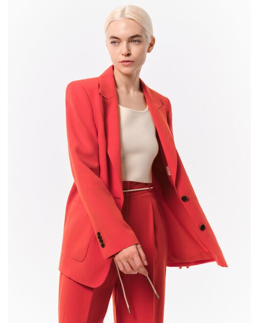 Жакет из тенсела красный с карманами от Calista 