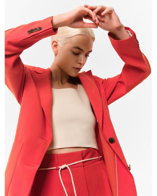 Жакет из тенсела красный с карманами от Calista 