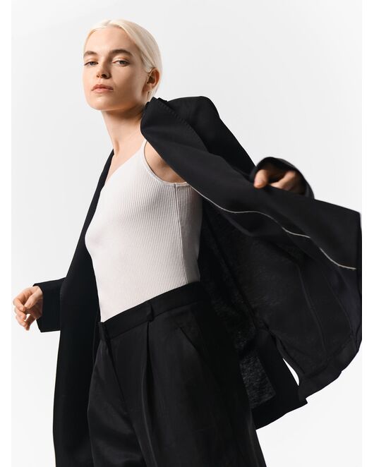 Жакет женский без застежки с поясом черный от Calista 