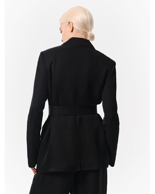 Жакет женский без застежки с поясом черный от Calista 