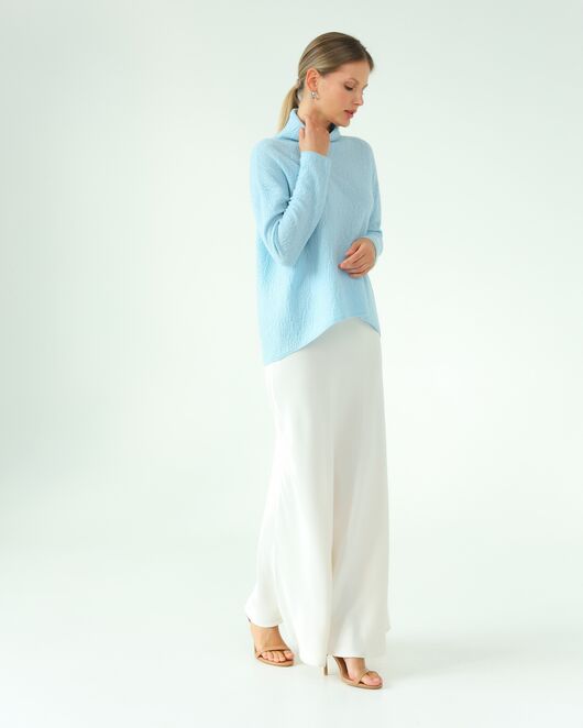 Джемпер из шерсти мериноса тонкой вязки  фактурный серо-голубой от byME 
