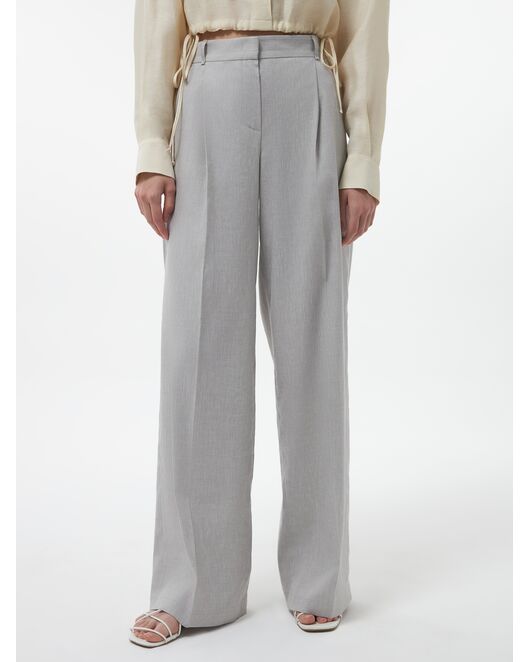 Женские широкие льняные брюки серые от Calista 