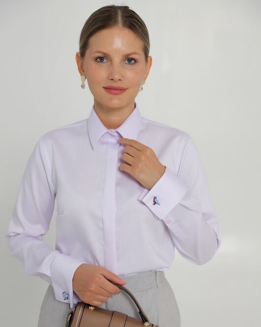 Женская рубашка фиолетовая из хлопка-8759 от  