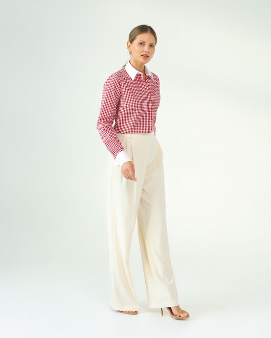 Женская рубашка и хлопка под запонки в красную клетку-8761 от byME 