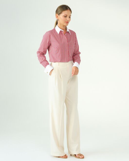 Женская рубашка и хлопка под запонки в красную клетку-8761 от byME 