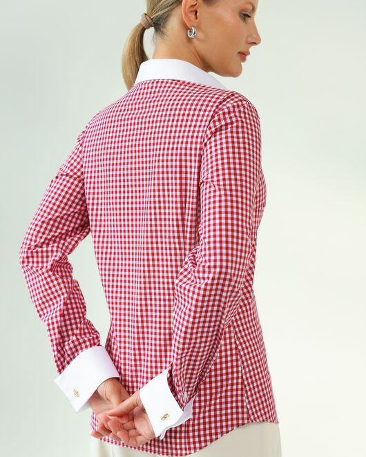 Женская рубашка и хлопка под запонки в красную клетку-8761 от byME 