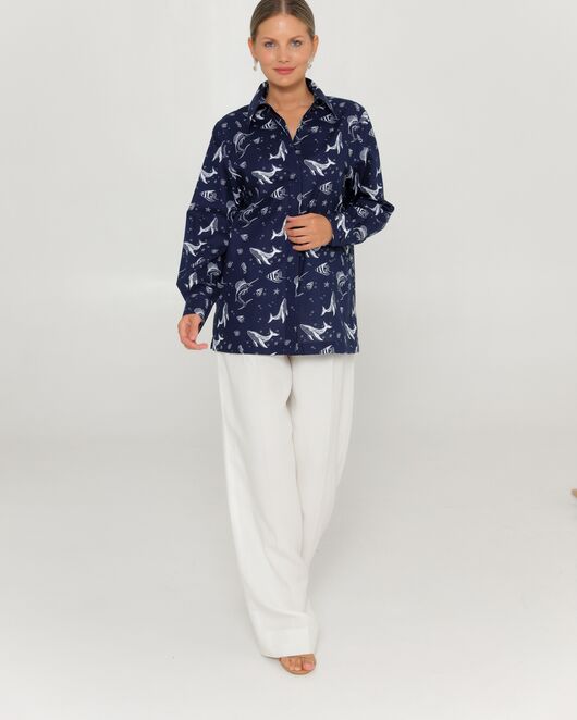 Женская рубашка из хлопка с принтом морские обитатели-8763 от  