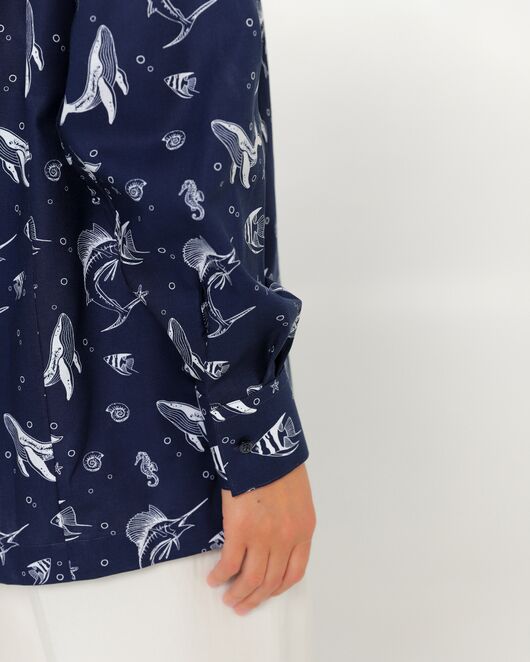 Женская рубашка из хлопка с принтом морские обитатели-8763 от  