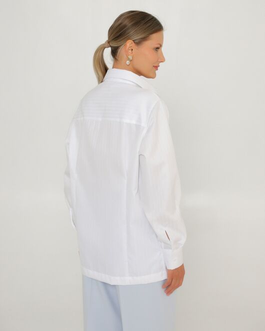 Женская рубашка белая из хлопка с универсальным манжетом-8765 от byME  Женская рубашка белая из хлопка с универсальным манжетом-8765 от byME