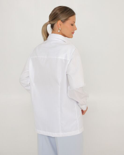 Женская рубашка белая из хлопка с универсальным манжетом-8765 от byME  Женская рубашка белая из хлопка с универсальным манжетом-8765 от byME