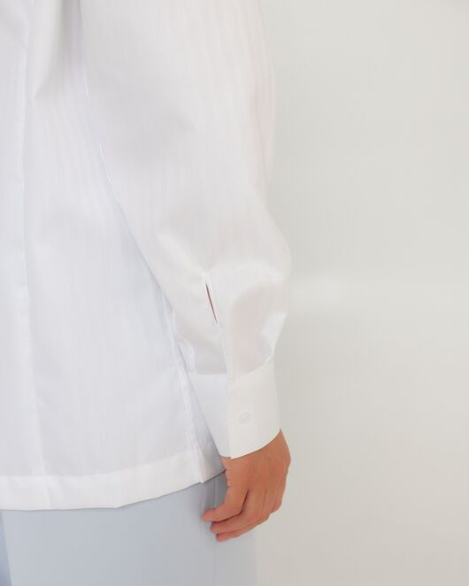 Женская рубашка белая из хлопка с универсальным манжетом-8765 от byME  Женская рубашка белая из хлопка с универсальным манжетом-8765 от byME