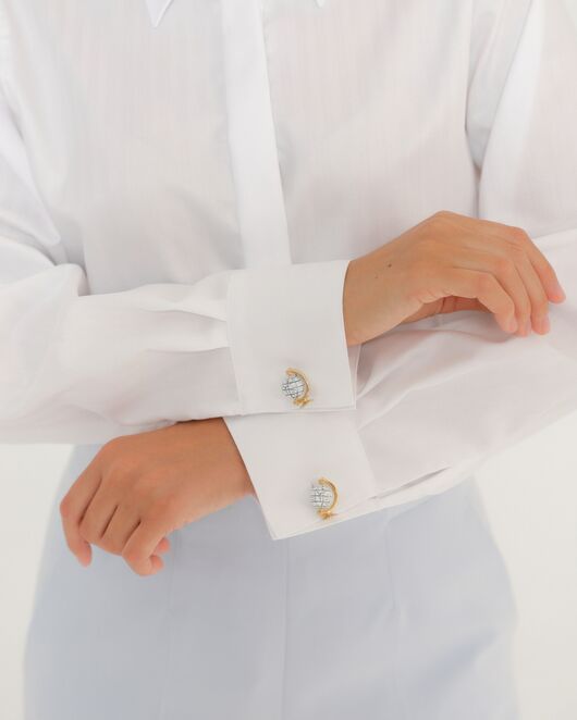 Женская рубашка белая из хлопка с универсальным манжетом-8765 от byME  Женская рубашка белая из хлопка с универсальным манжетом-8765 от byME