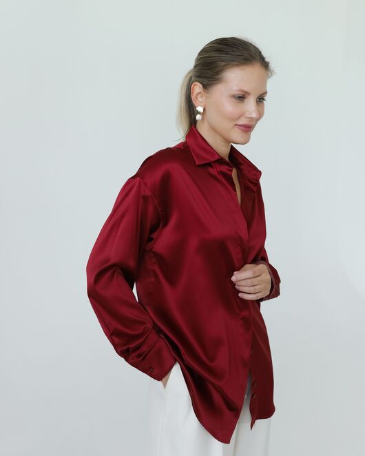 Женская рубашка из шелка красная-8767 от byME 
